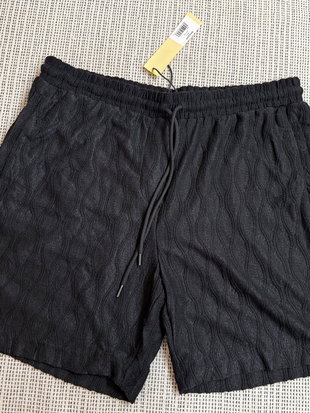 Reason Men's Black Textured Drawstring Athletic Shorts